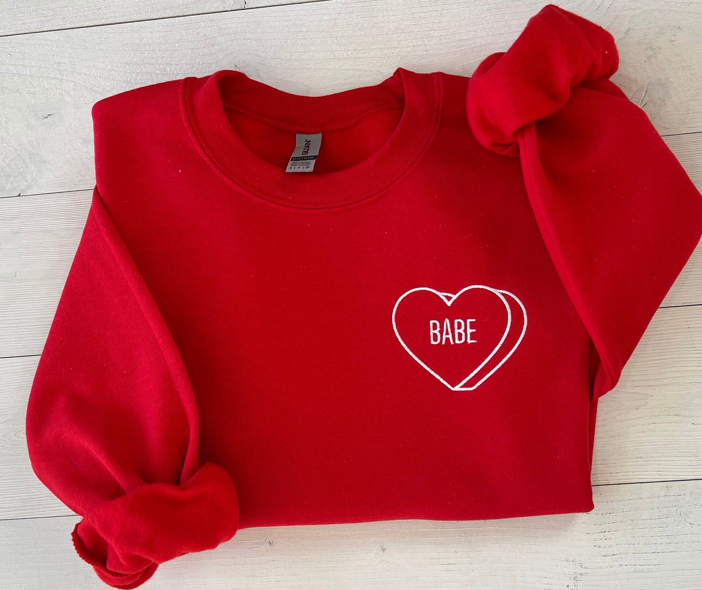 Babe Embroidered Crewneck, Red Sweatshirt, Valentines day Outfit, Galentine Sweater, Valentines day gift