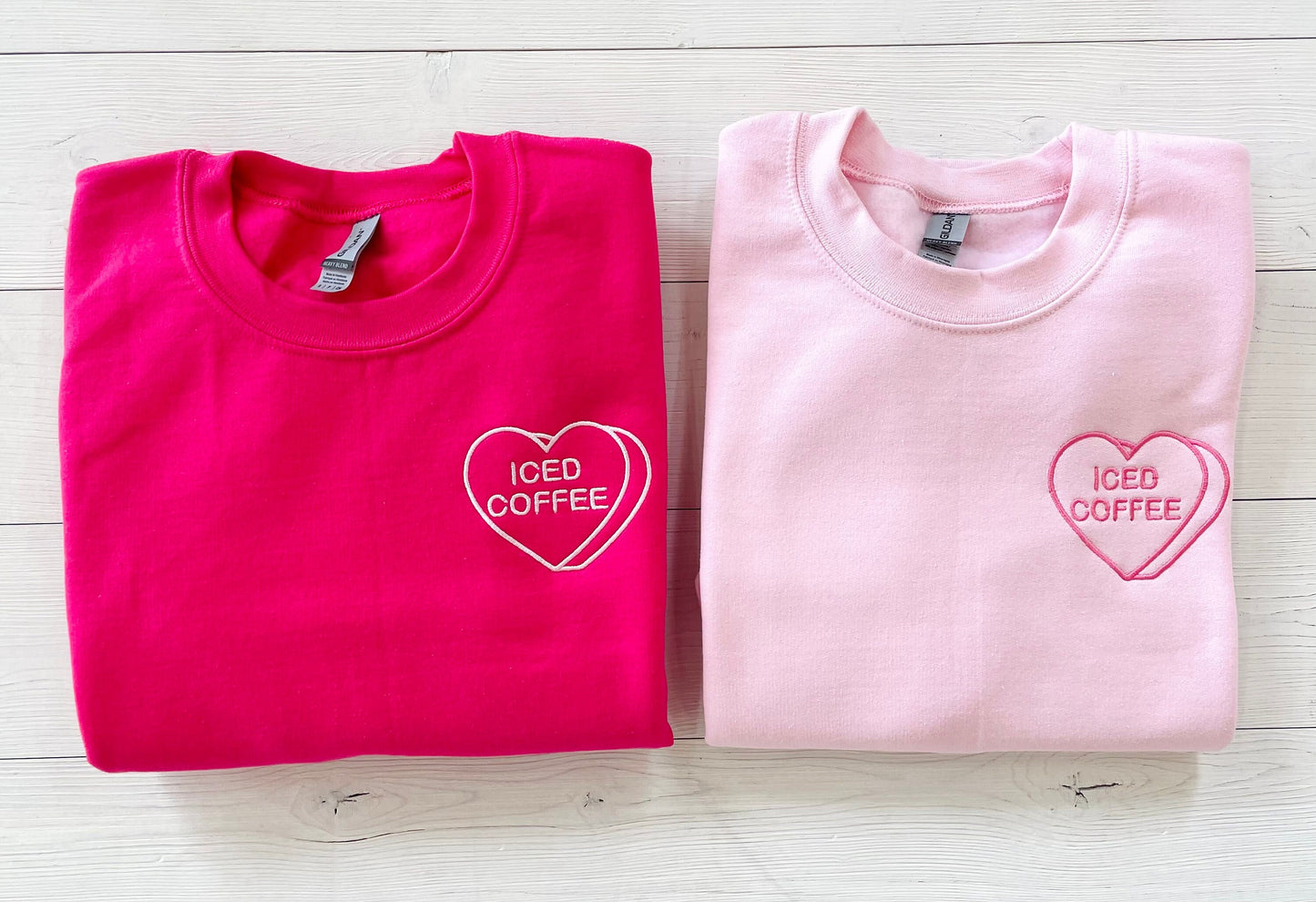 Womens Valentine Day Sweatshirt, Embroidered Valentine's Day Sweater, Embroidered Sweatshirt, Heart Sweatshirt, Iced Coffee Lover Gift,