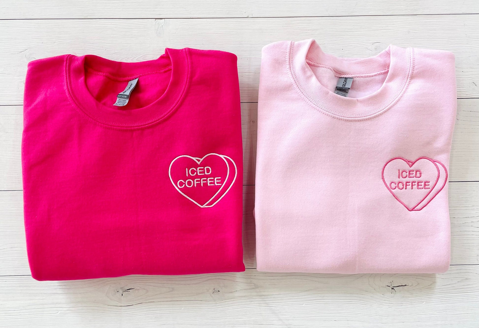 Womens Valentine Day Sweatshirt, Embroidered Valentine's Day Sweater, Embroidered Sweatshirt, Heart Sweatshirt, Iced Coffee Lover Gift,