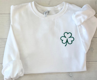 Womens St. Patrick's Day Outfits, Embroidered St. Patrick's Day Sweatshirt, St. Paddy's Day Crewneck, Cute Shamrock Tops, Irish Sweatshirt - Up2ournecksinfabric