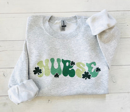 Groovy Nurse Shamrock St Pattys Day Sweatshirt - Up2ournecksinfabric