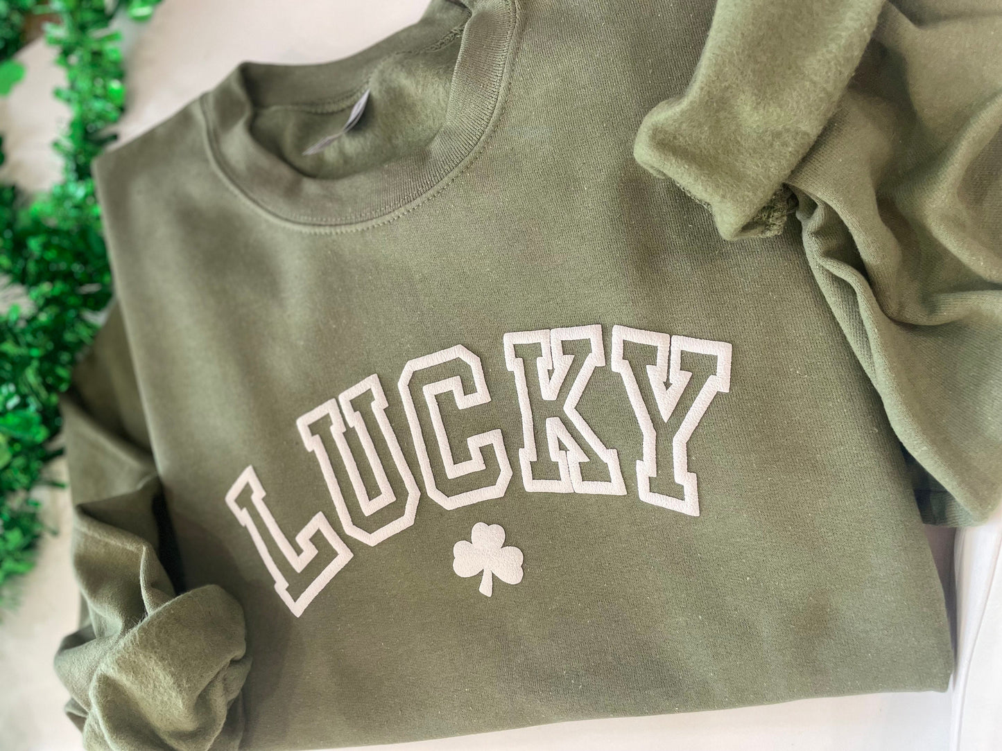 Womens St. Patricks Day Sweatshirt, Lucky Sweatshirt, Irish Sweatshirt, Clover Sweatshirt, Four Leaf Clover Shirt, Womens Lucky Sweatshirt