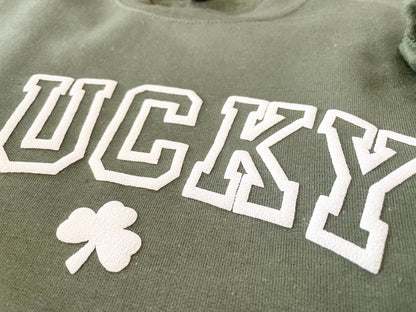 Womens St. Patricks Day Sweatshirt, Lucky Sweatshirt, Irish Sweatshirt, Clover Sweatshirt, Four Leaf Clover Shirt, Womens Lucky Sweatshirt - Up2ournecksinfabric