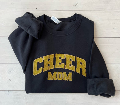 Glitter Applique Embroidered Cheer Mom Sweatshirt - Up2ournecksinfabric