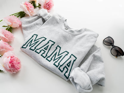 Embossed Mama Varsity Letters Sweatshirt - Up2ournecksinfabric