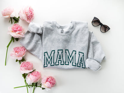 Embossed Mama Varsity Letters Sweatshirt - Up2ournecksinfabric