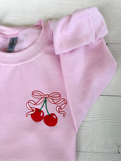 Coquette Sweatshirt, Coquette Bow, Embroidered Sweatshirt, Girly Sweatshirt, Sweatshirt with Bow, Womens Coquette, Pink Bow Sweatshirt - Up2ournecksinfabric