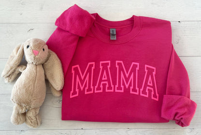 Puff Embossed Hot Pink Mama Crewneck - Up2ournecksinfabric