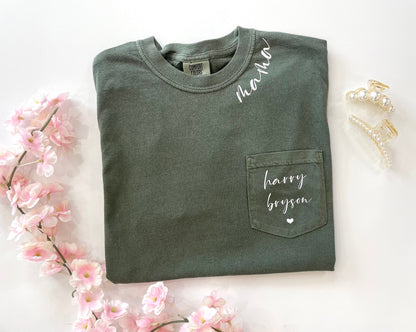 Custom Mama Collar Pocket T-Shirt - Up2ournecksinfabric