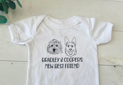 Personalized Baby Announcement, Dogs New Best Friend Baby Bodysuit, Pregnancy Announcement, Baby Coming Soon, Pregnancy Reveal, New Mom Gift - Up2ournecksinfabric