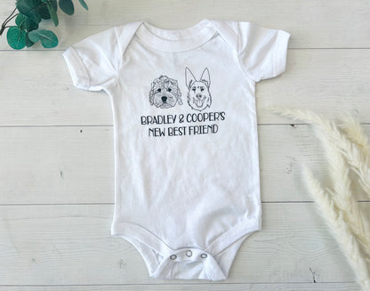 Personalized Baby Announcement, Dogs New Best Friend Baby Bodysuit, Pregnancy Announcement, Baby Coming Soon, Pregnancy Reveal, New Mom Gift - Up2ournecksinfabric