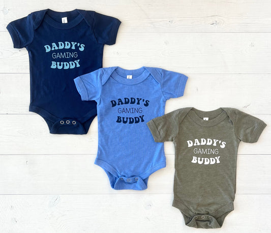 Daddy's Gaming Buddy Shirt, Newborn Bodysuit, Kids Tshirt, Personalized Baby Announcement, New Baby, Pregnancy Reveal, Father's Day Gift - Up2ournecksinfabric