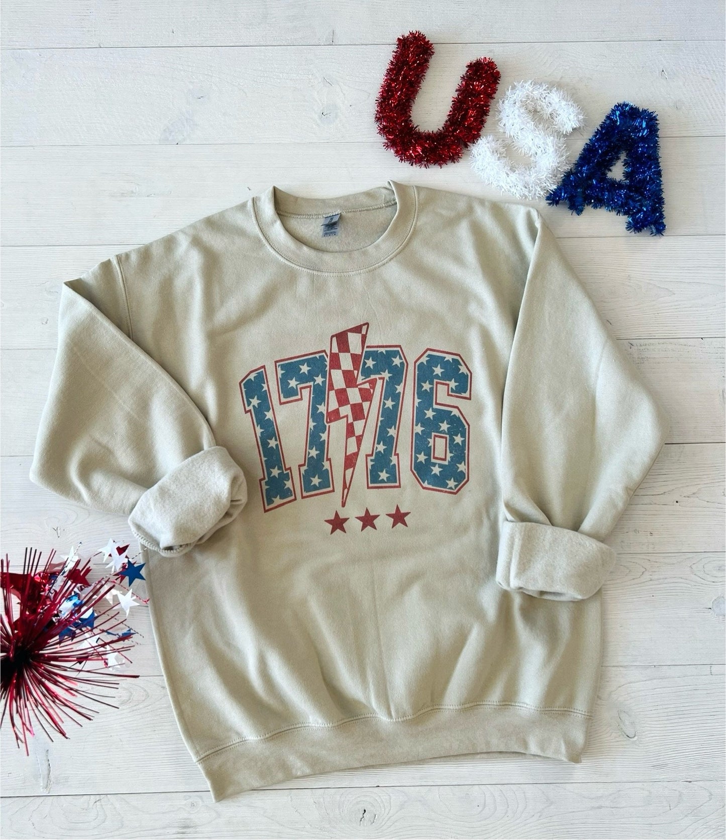 4th of July Sweatshirt, Distressed Fourth of July sweater, 1776 shirt, Independence Day crewneck, Patriotic Celebration, 4th of July Party