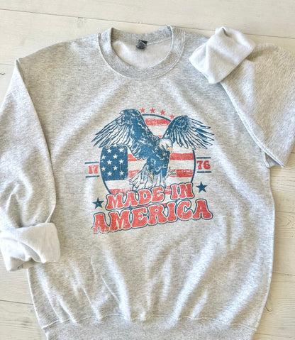 Distressed Made In America Independence Day Sweatshirt - Up2ournecksinfabric