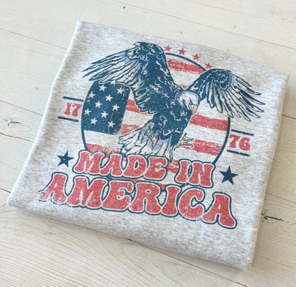 Distressed Made In America Independence Day Sweatshirt - Up2ournecksinfabric