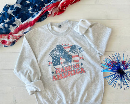 Distressed Made In America Independence Day Sweatshirt - Up2ournecksinfabric