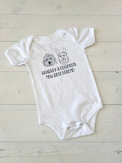 Personalized Baby Announcement, Dogs New Best Friend Baby Bodysuit, Pregnancy Announcement, Baby Coming Soon, Pregnancy Reveal, New Mom Gift - Up2ournecksinfabric