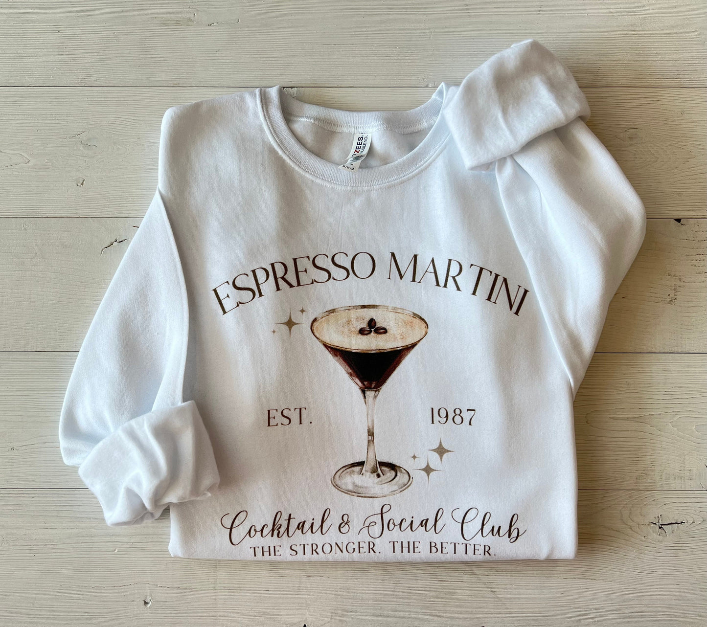 Espresso Martini Crewneck, Cocktail & Social Club Sweatshirt, the stronger the better, Coffee Lover tops, Tini Time, Social Club, Drinks