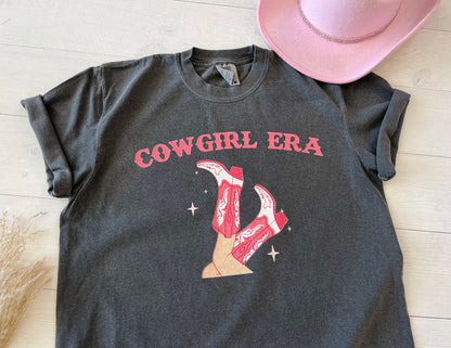 Womens Western Retro Cowgirl Era Pink Boots T-Shirt - Up2ournecksinfabric