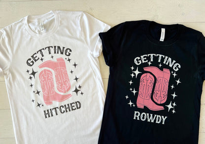 Getting Hitched Bachelorette Party T-Shirts - Up2ournecksinfabric