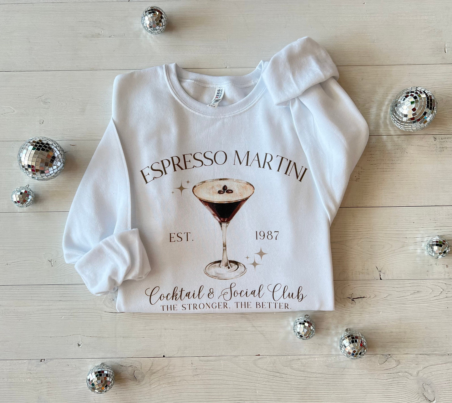 Espresso Martini Crewneck, Cocktail & Social Club Sweatshirt, the stronger the better, Coffee Lover tops, Tini Time, Social Club, Drinks