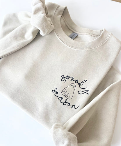 Spooky Ghost Halloween Embroidered Sweatshirt - Up2ournecksinfabric