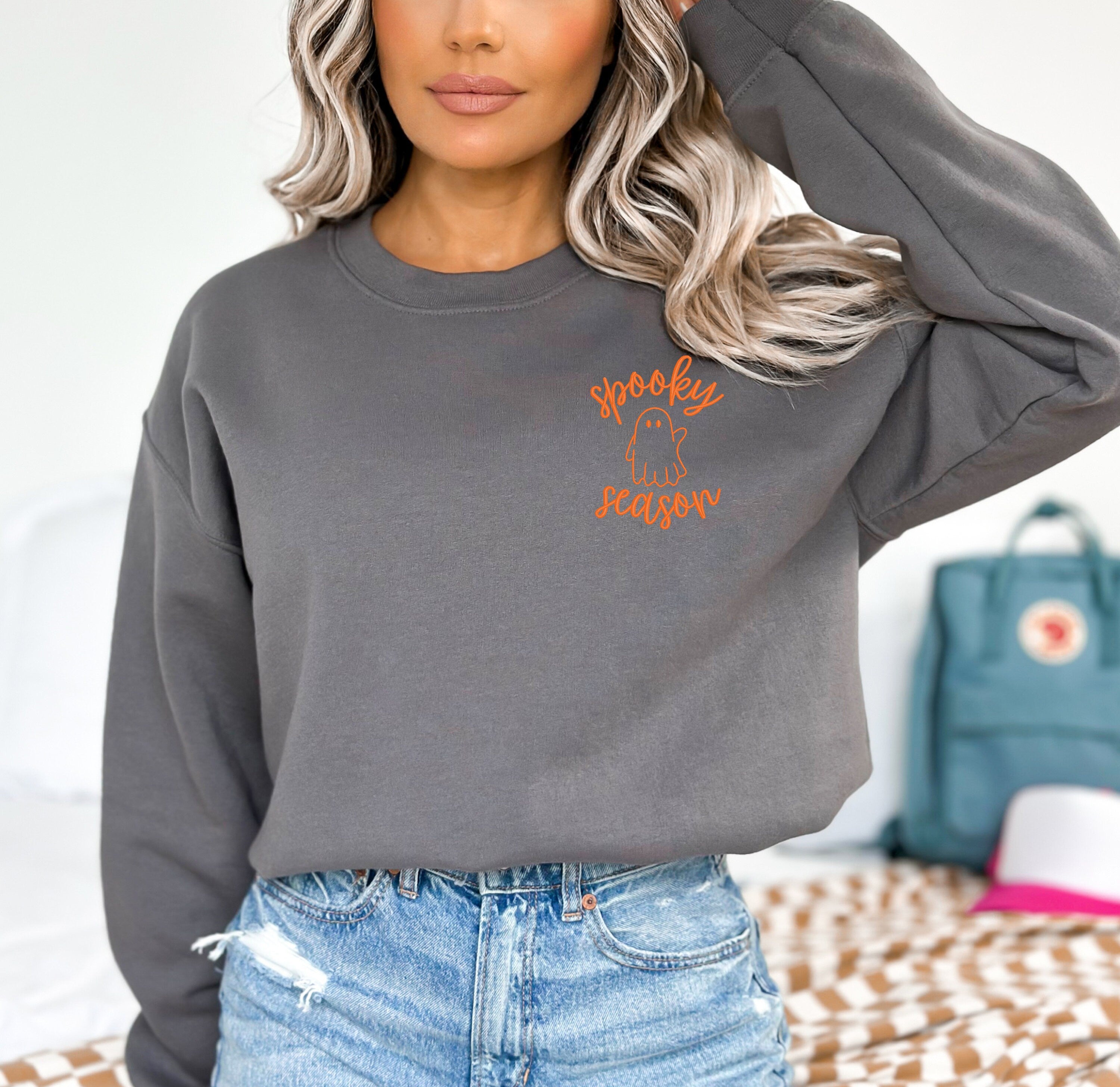 Spooky season top embroidered crewneck