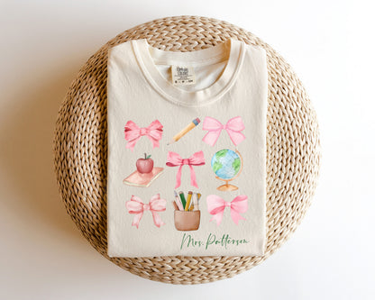 Customized 5 Bow Teacher T-Shirt - Up2ournecksinfabric