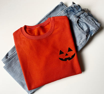 Embroidered Jack O Lantern Orange Pumpkin Sweatshirt - Up2ournecksinfabric