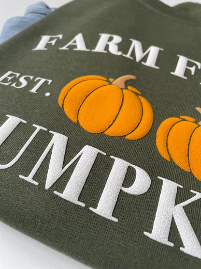 Embossed Farm Fresh Pumpkins Womens Sweatshirt - Up2ournecksinfabric