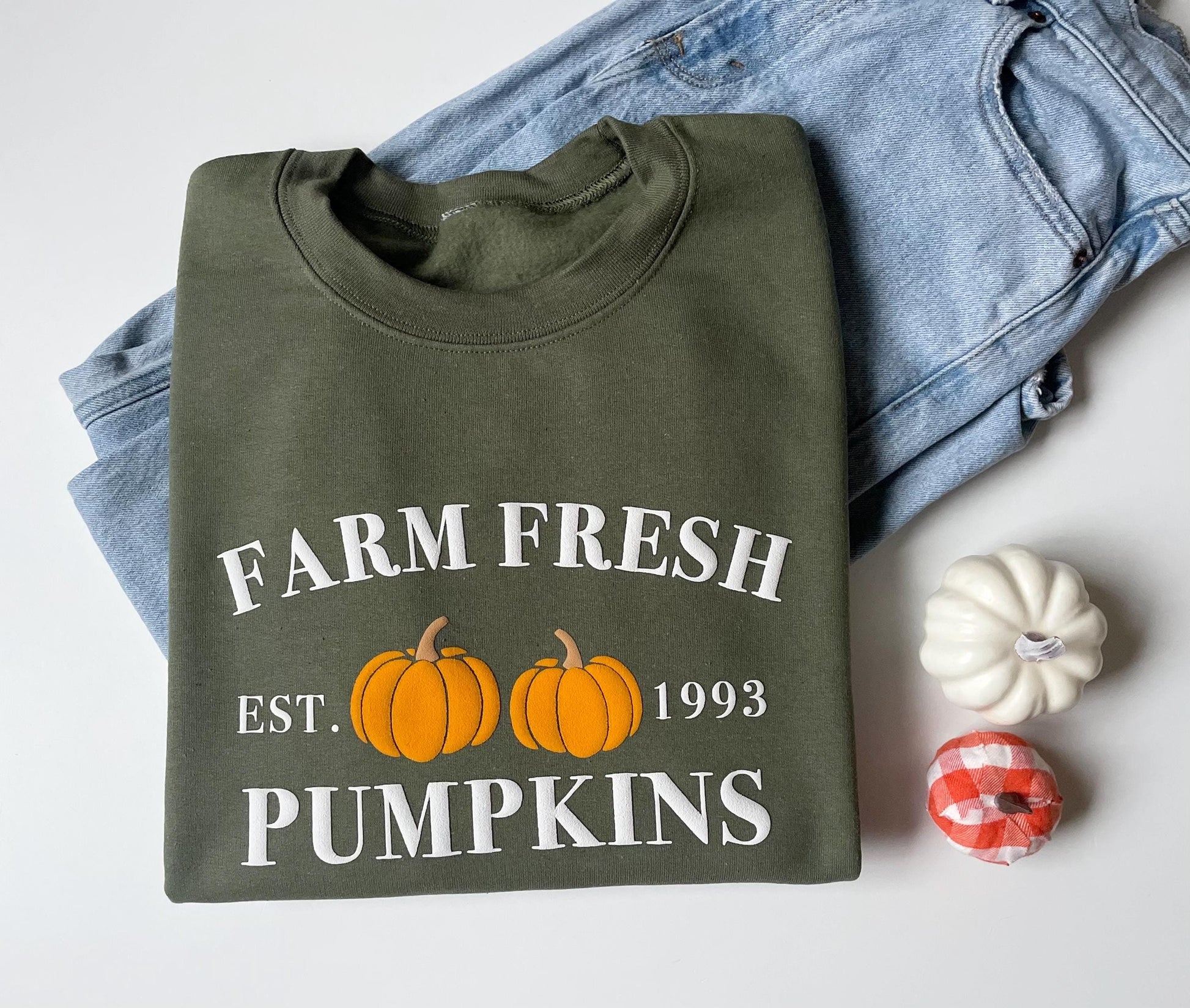 Farm fresh pumpkin embossed sweatshirt