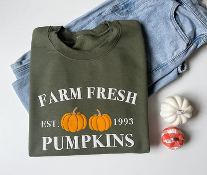 Embossed Farm Fresh Pumpkins Womens Sweatshirt - Up2ournecksinfabric