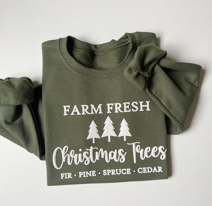 Embossed Women's Farm Fresh Christmas Tree Sweatshirt - Up2ournecksinfabric