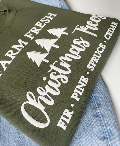 Embossed Women's Farm Fresh Christmas Tree Sweatshirt - Up2ournecksinfabric