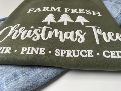 Embossed Women's Farm Fresh Christmas Tree Sweatshirt - Up2ournecksinfabric