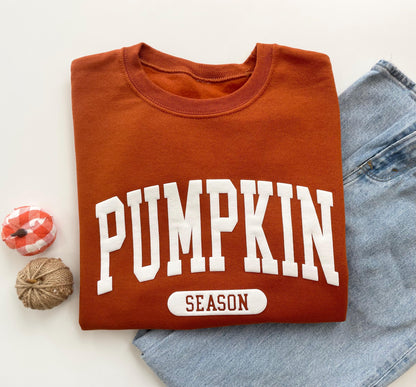 Embossed Fall Pumpkin Season Crewneck Sweatshirt