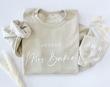 Custom Embossed Mrs. Crewneck Sweatshirt