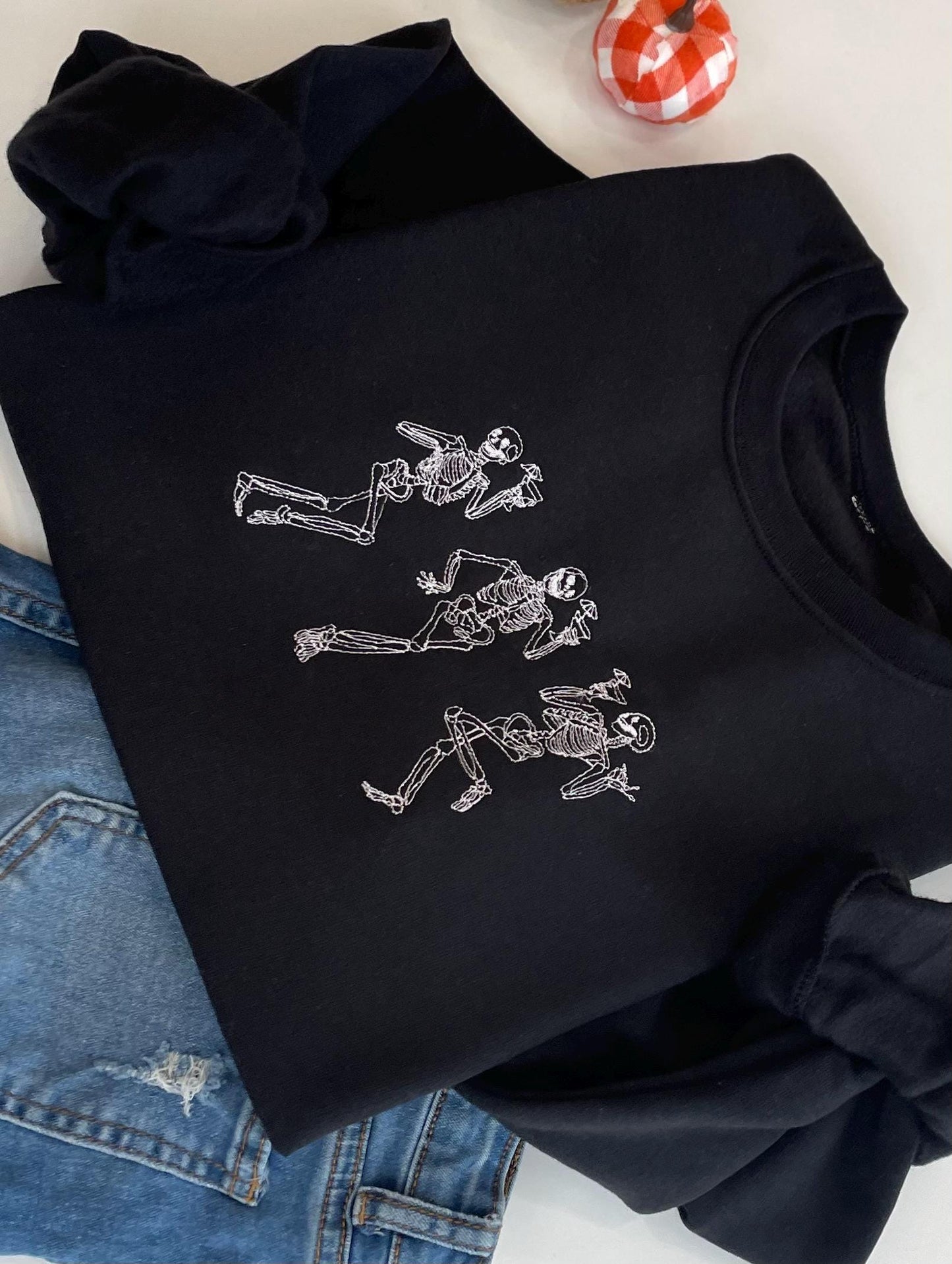 Embroidered Halloween Skeleton Sweatshirt