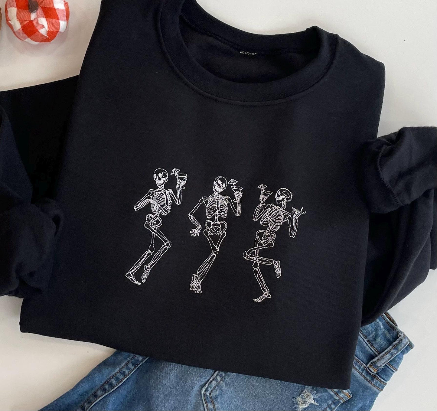 Embroidered Dancing Skeletons