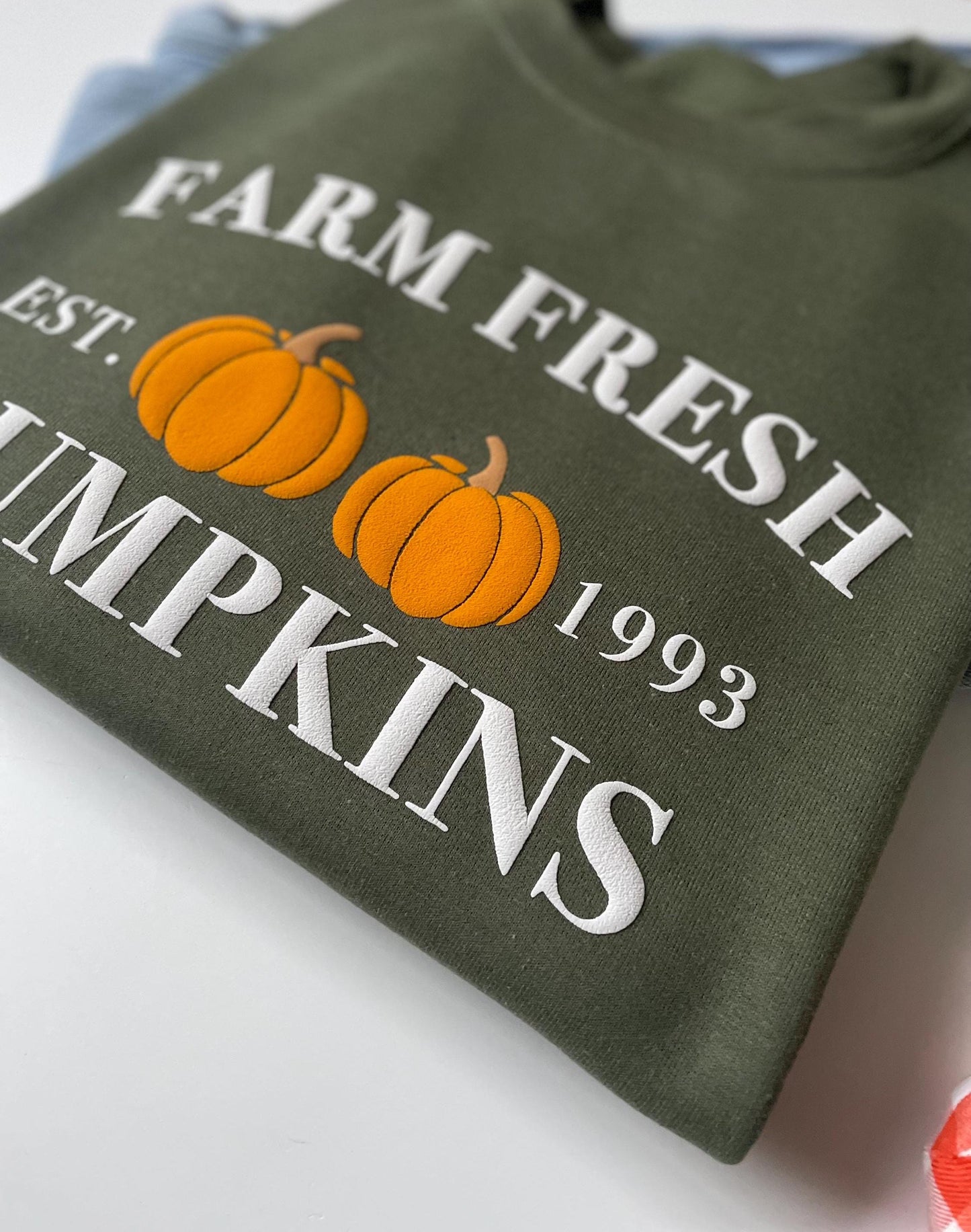 Embossed Fall Pumpkin Sweatshirt, Women's Fall Crewneck