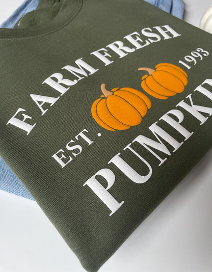 Embossed Farm Fresh Pumpkins Womens Sweatshirt - Up2ournecksinfabric