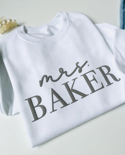 Custom Embossed Mrs. Sweatshirt With Initials - Up2ournecksinfabric