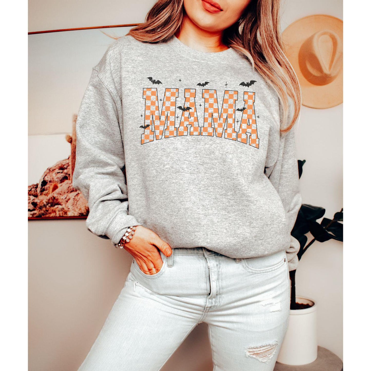 Retro Mama Halloween Crewneck | Cozy Spooky Season Sweatshirt