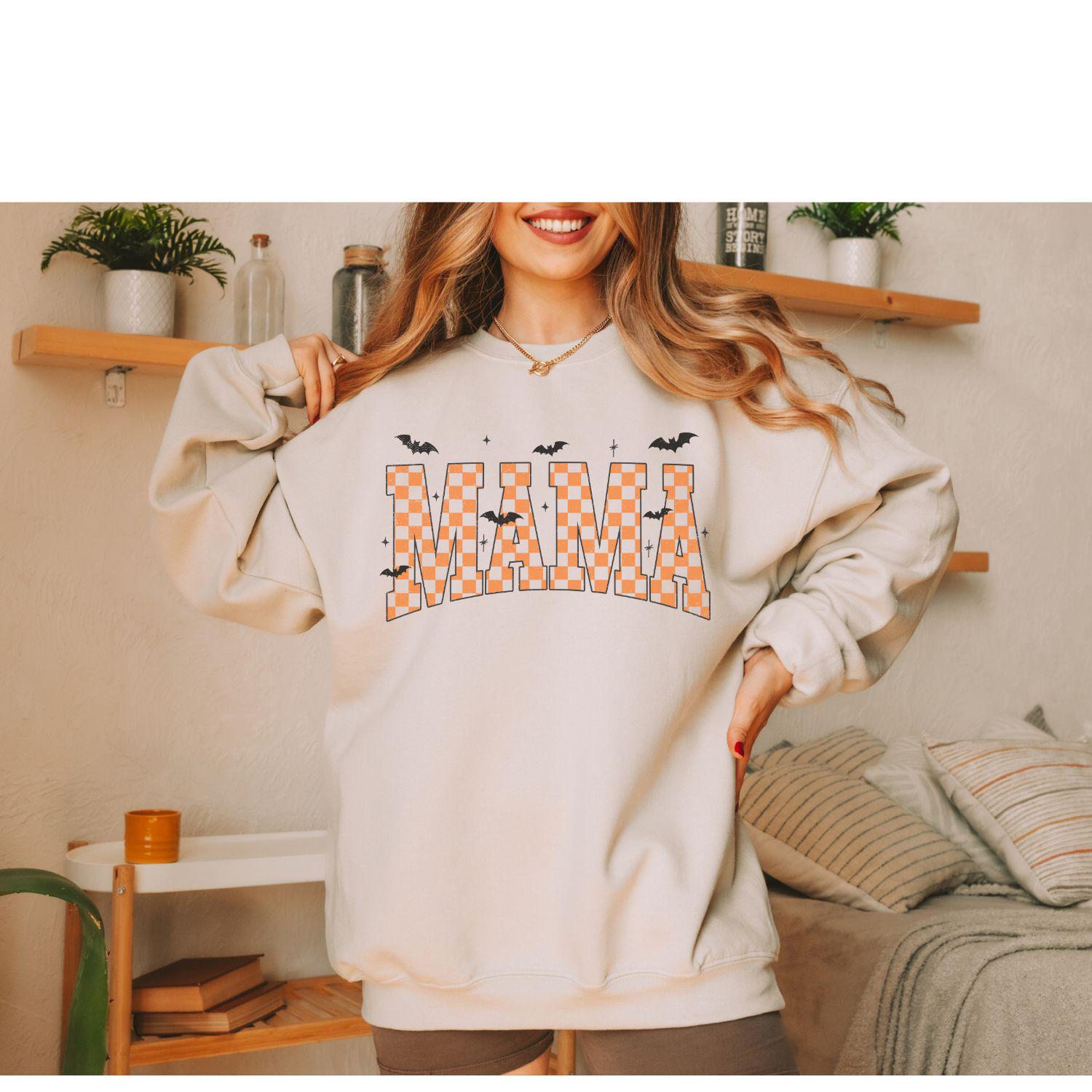 Retro Mama Halloween Crewneck | Cozy Spooky Season Sweatshirt