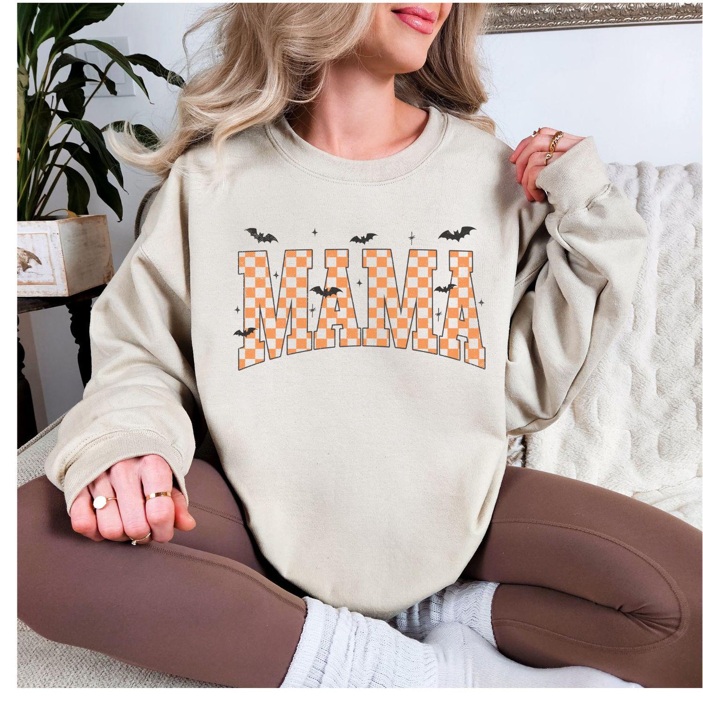 Retro Mama Halloween Crewneck | Cozy Spooky Season Sweatshirt