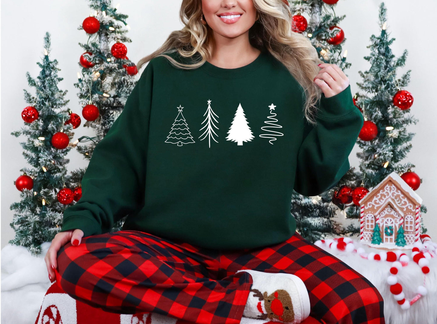 Embossed Christmas Tree Sweater, Christmas Crewneck, Womens Christmas Sweatshirt, Christmas Gift for Her,