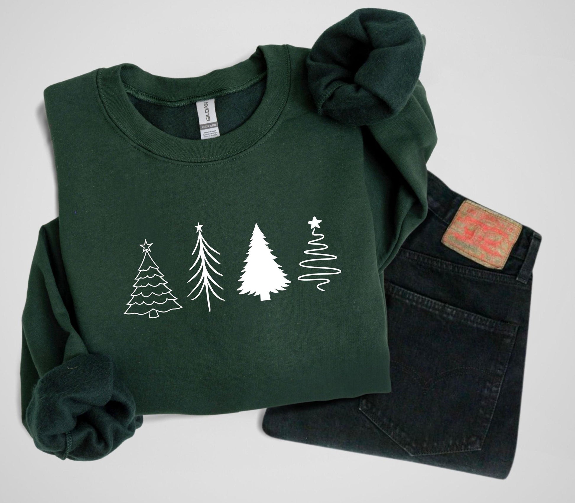 Embossed Christmas Tree Sweater, Christmas Crewneck, Womens Christmas Sweatshirt, Christmas Gift for Her,