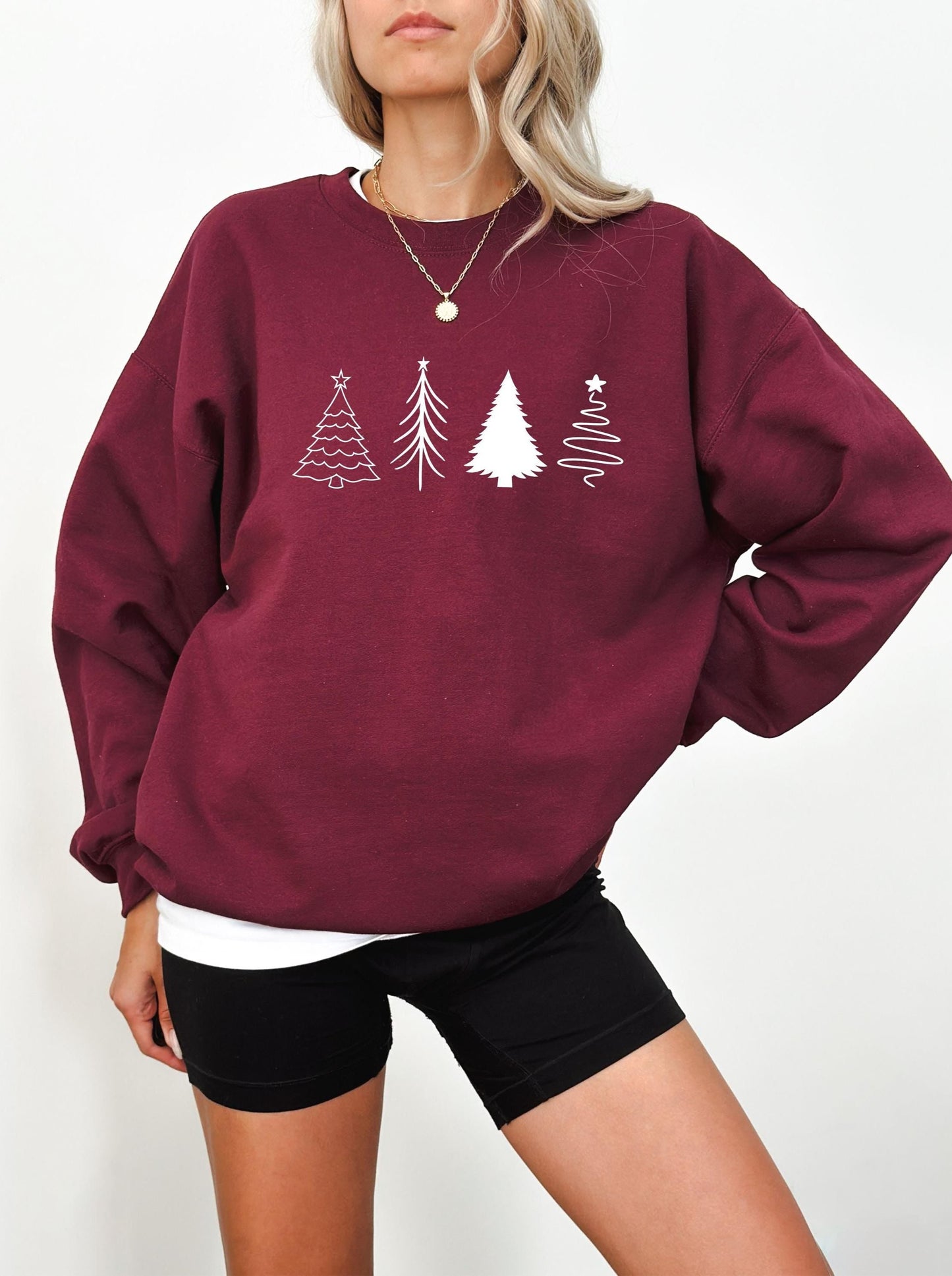 Embossed Christmas Tree Sweater, Christmas Crewneck, Womens Christmas Sweatshirt, Christmas Gift for Her,