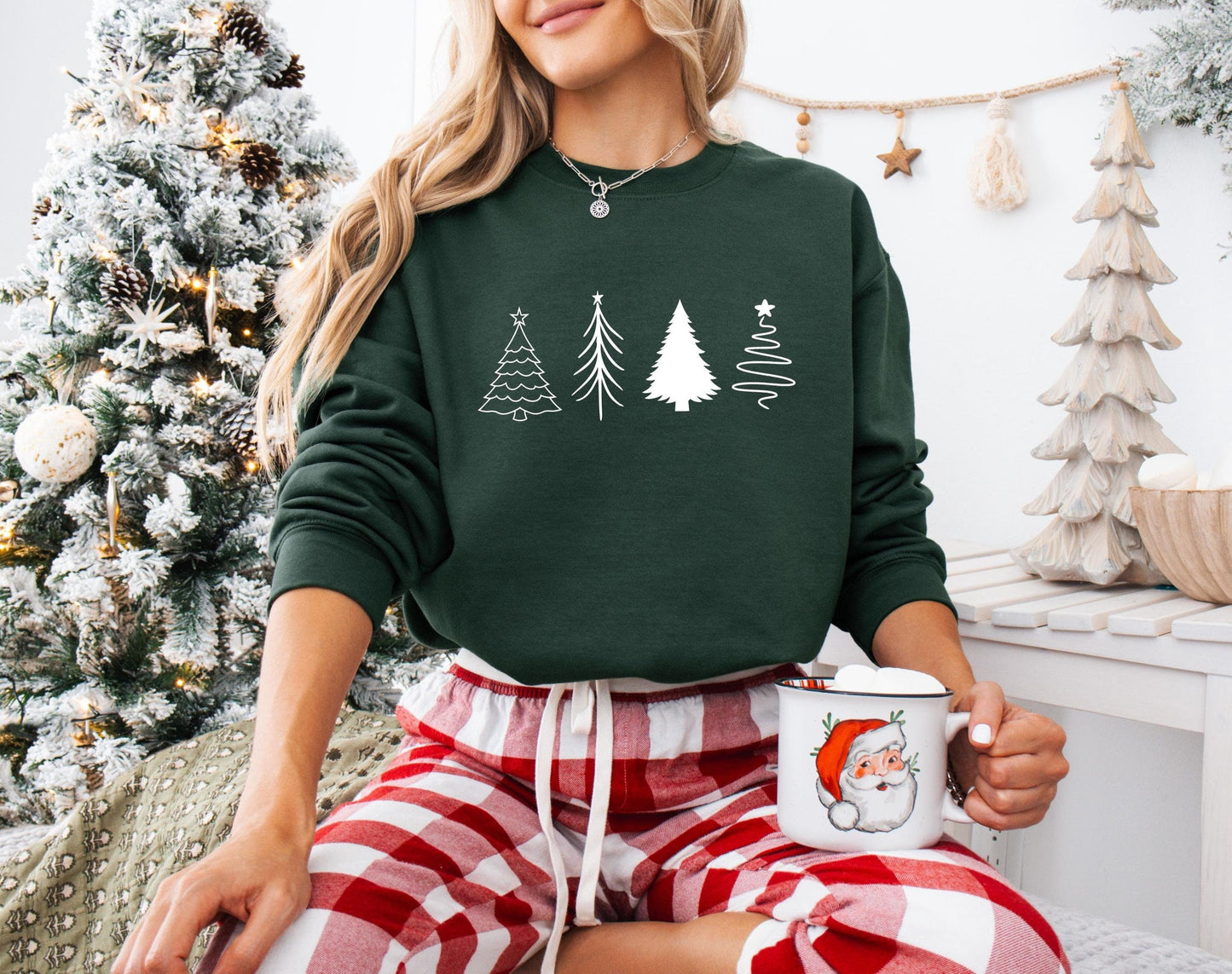 Embossed Four Christmas Tree Sweatshirt