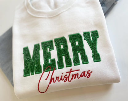 Womens Sweatshirt Embroidered, Christmas Shirt, Christmas Eve Outfit, Xmas Sweater, Christmas Sweatshirt for Women, Merry Christmas Crew